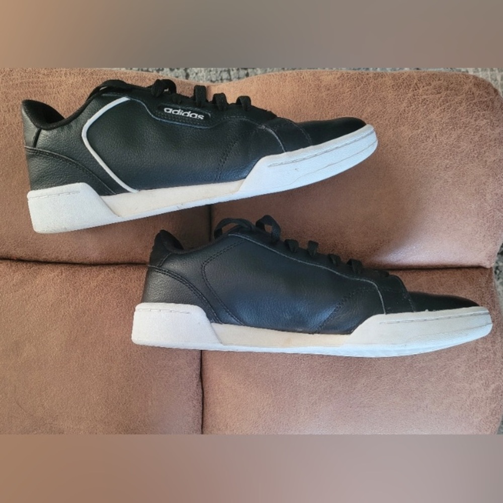 Adidas all black leather sneakers